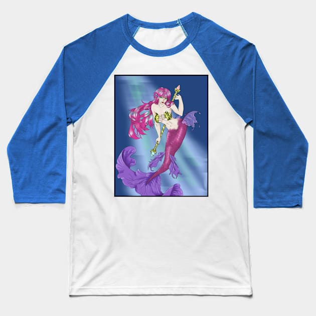 Ran The Mermaid Baseball T-Shirt by BearaArt